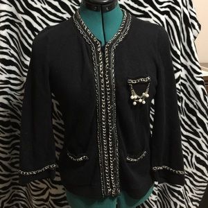 White House Black Market golden trim cardigan